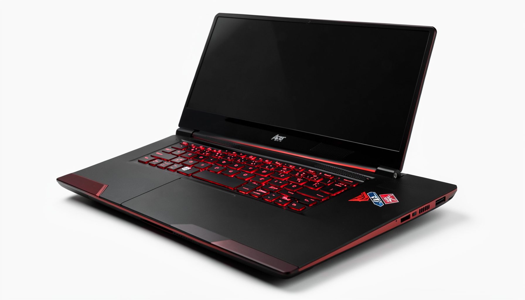 Black and red Acer Nitro laptop with bold gaming accents and red keyboard backlight